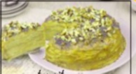 Recipe photo: Pancake cake with condensed milk cream, bananas and nuts